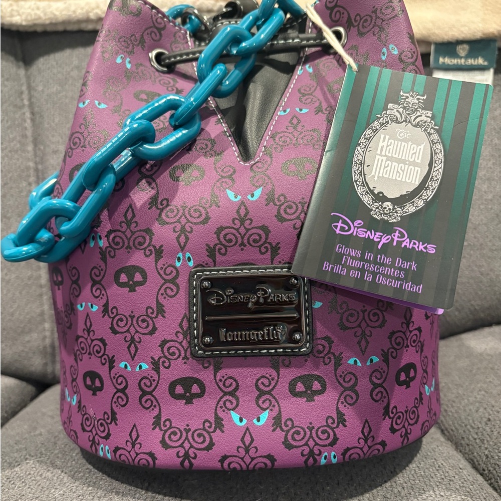 Loungefly Haunted Mansion Purple Bag with Teal Chain